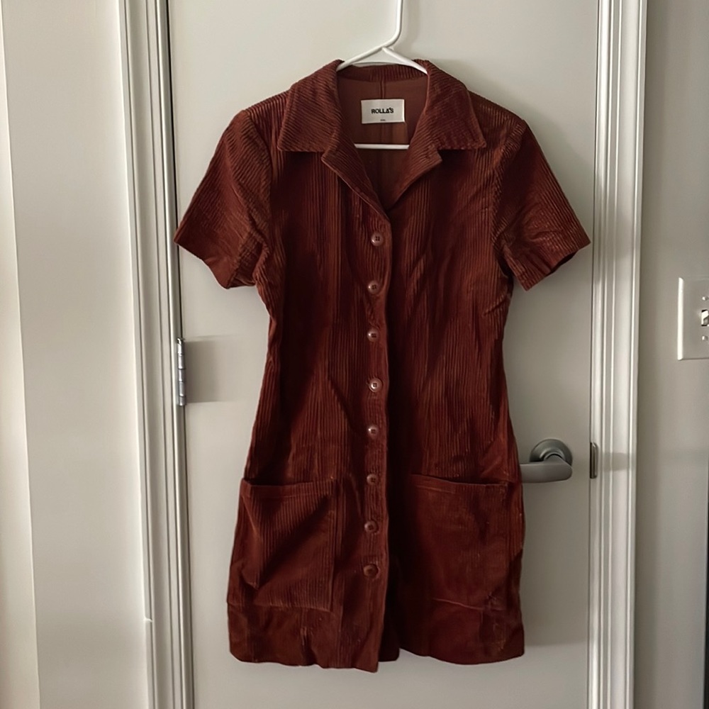 Rollas Francoise Cord Dress in Chestnut